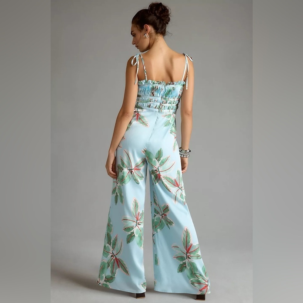 NWT Anthropologie  Hutch Ruched Blue Floral Jumpsuit 10 - Picture 8 of 8